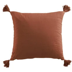 EMINZA Coussin carré gaze de coton (40 x 40 cm) Gaïa Terracotta Discount