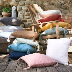 EMINZA Coussin carré gaze de coton (40 x 40 cm) Gaïa Rose poudré