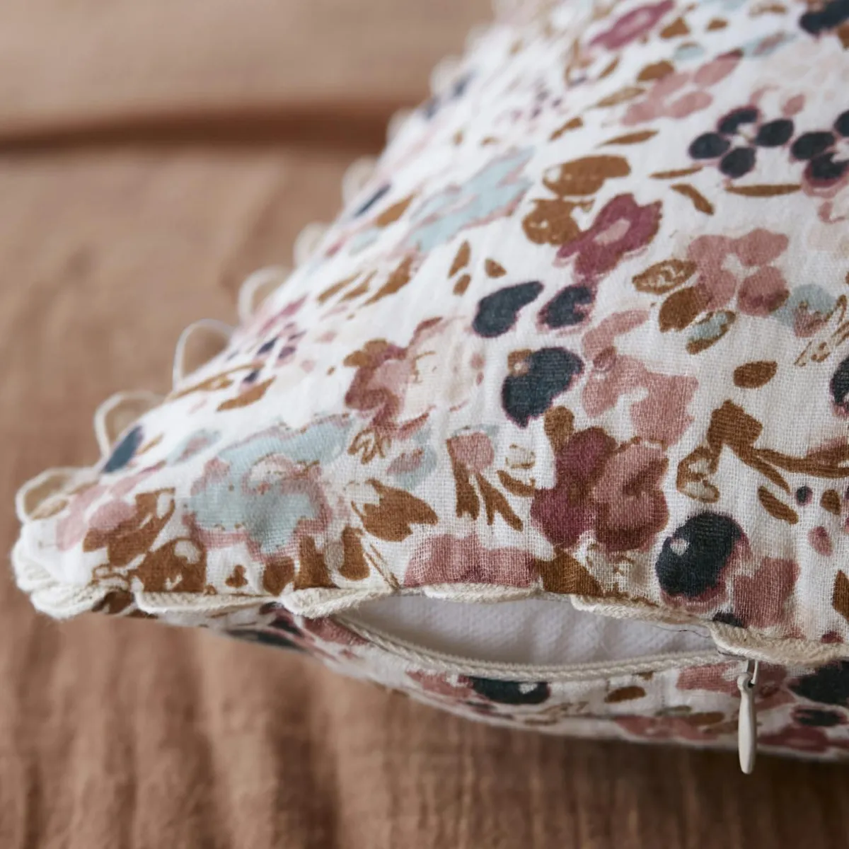 EMINZA Coussin carré gaze de coton (40 x 40 cm) Constance pampa Beige Hot