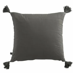 EMINZA Coussin carré gaze de coton (40 x 40 cm) Gaïa Gris granit Gris foncé