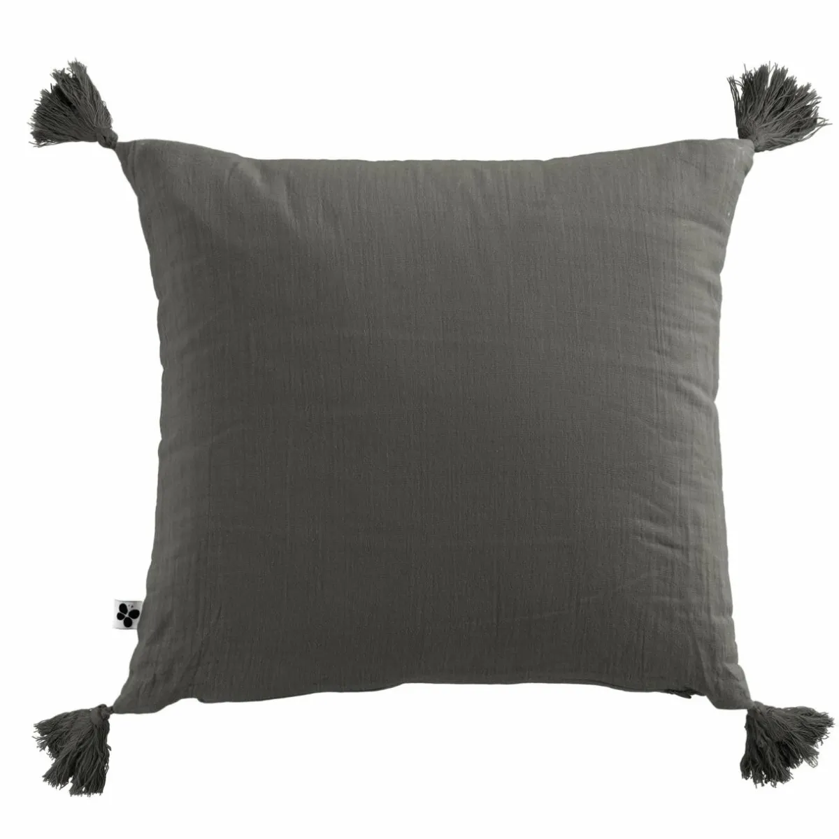 EMINZA Coussin carré gaze de coton (40 x 40 cm) Gaïa Gris granit Gris foncé