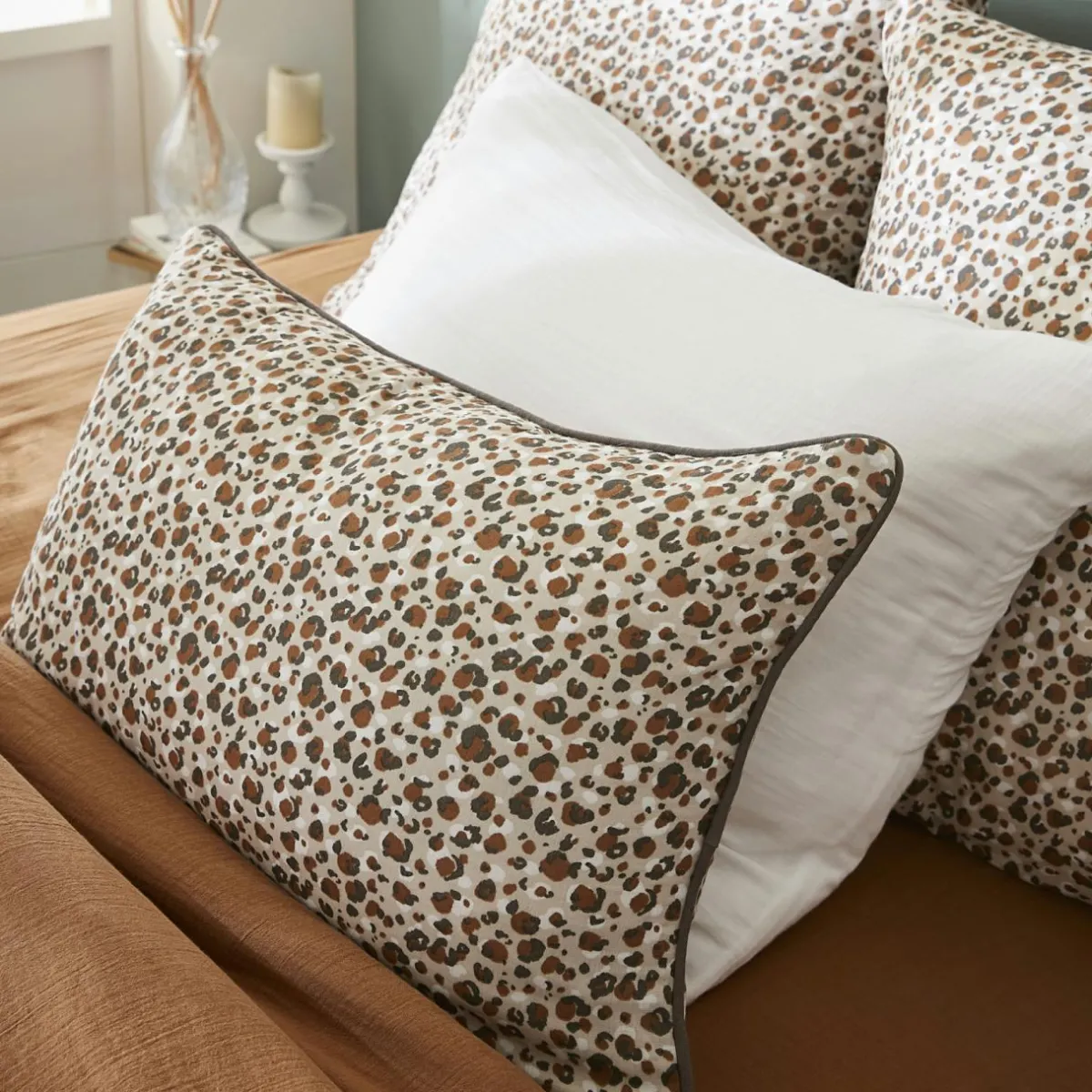 EMINZA Coussin carré gaze de coton (45 x 45 cm) Rosa Marron New