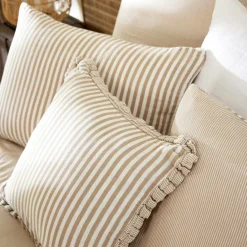 EMINZA Coussin carré gaze de coton (45 x 45 cm) Gaïa rayures Ficelle Rayure Ficelle Discount