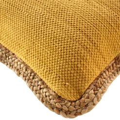 DOUCEUR D'INTERIEUR Coussin carré jute et coton (45 x 45 cm) Akina Jaune ocre