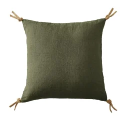 EMINZA Coussin carré lin lavé (45 cm) Louise Vert romarin