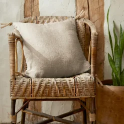 EMINZA Coussin carré lin lavé (45 cm) Louise Beige