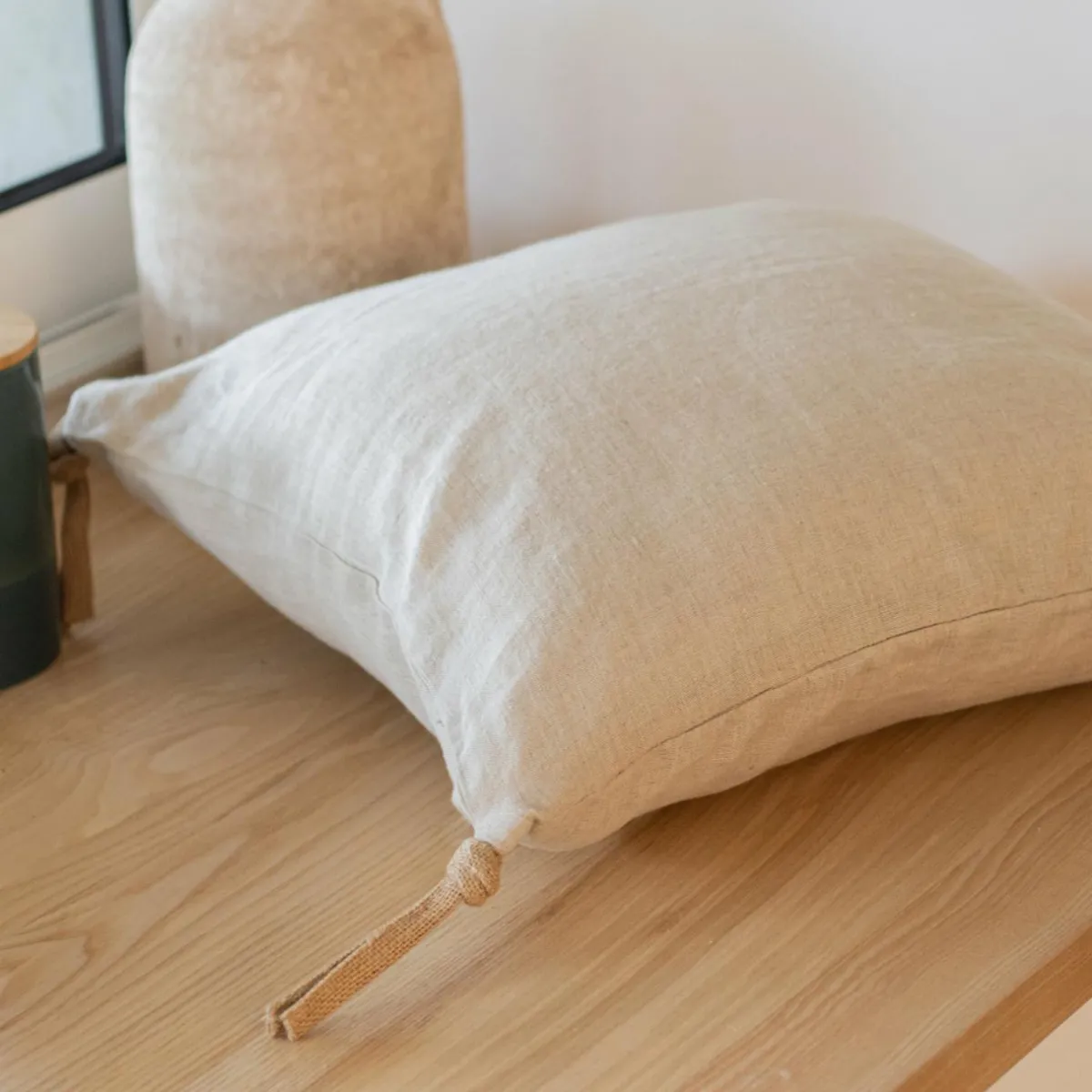 EMINZA Coussin carré lin lavé (45 cm) Louise Beige