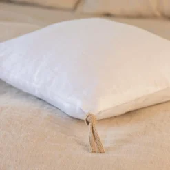 EMINZA Coussin carré lin lavé (45 cm) Louise Blanc