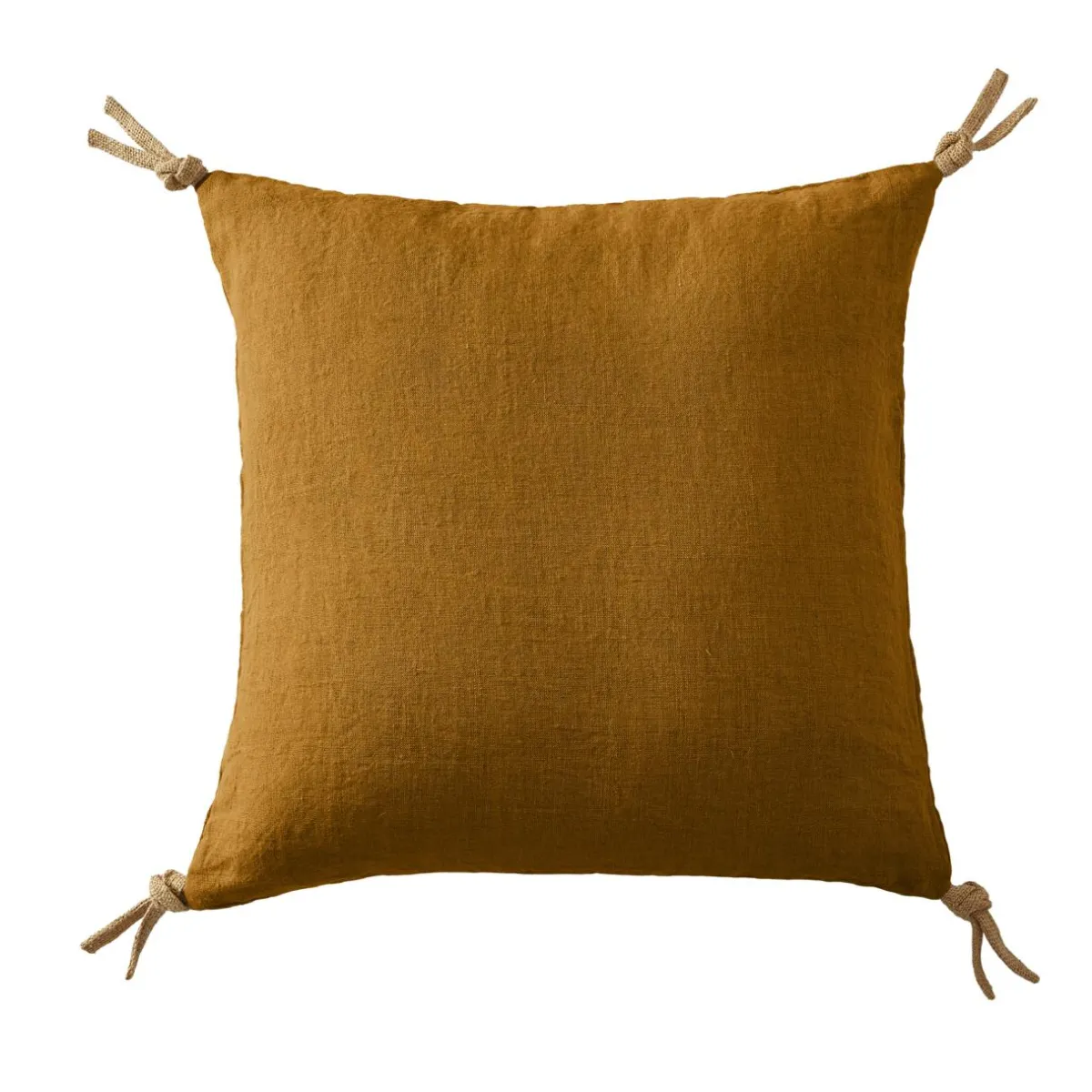 EMINZA Coussin carré lin lavé (45 cm) Louise Caramel Discount