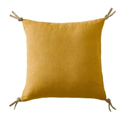 EMINZA Coussin carré lin lavé (45 cm) Louise Jaune moutarde Outlet