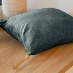 EMINZA Coussin carré lin lavé (45 cm) Louise Gris ardoise Outlet