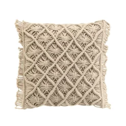 douceur d'intu017drieur Coussin carré macramé (40 x 40 cm) Indy Taupe Discount