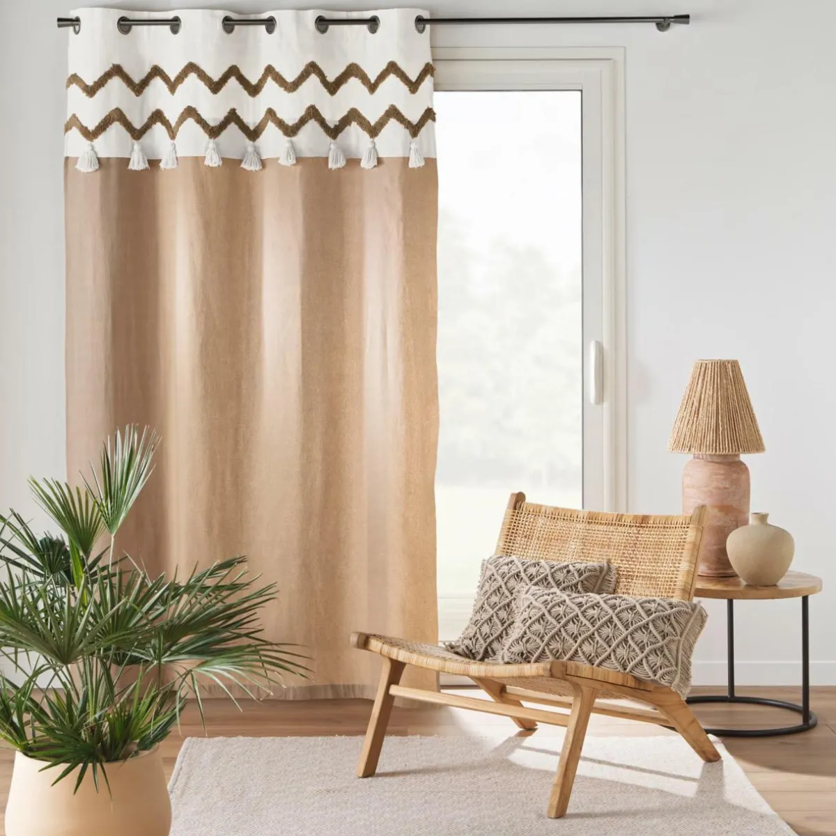 douceur d'intu017drieur Coussin carré macramé (40 x 40 cm) Indy Taupe Discount