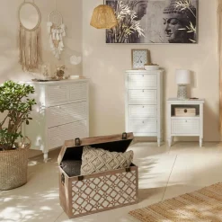 ATMOSPHERA Coussin carré polycoton (40 x 40 cm) Macram Beige New