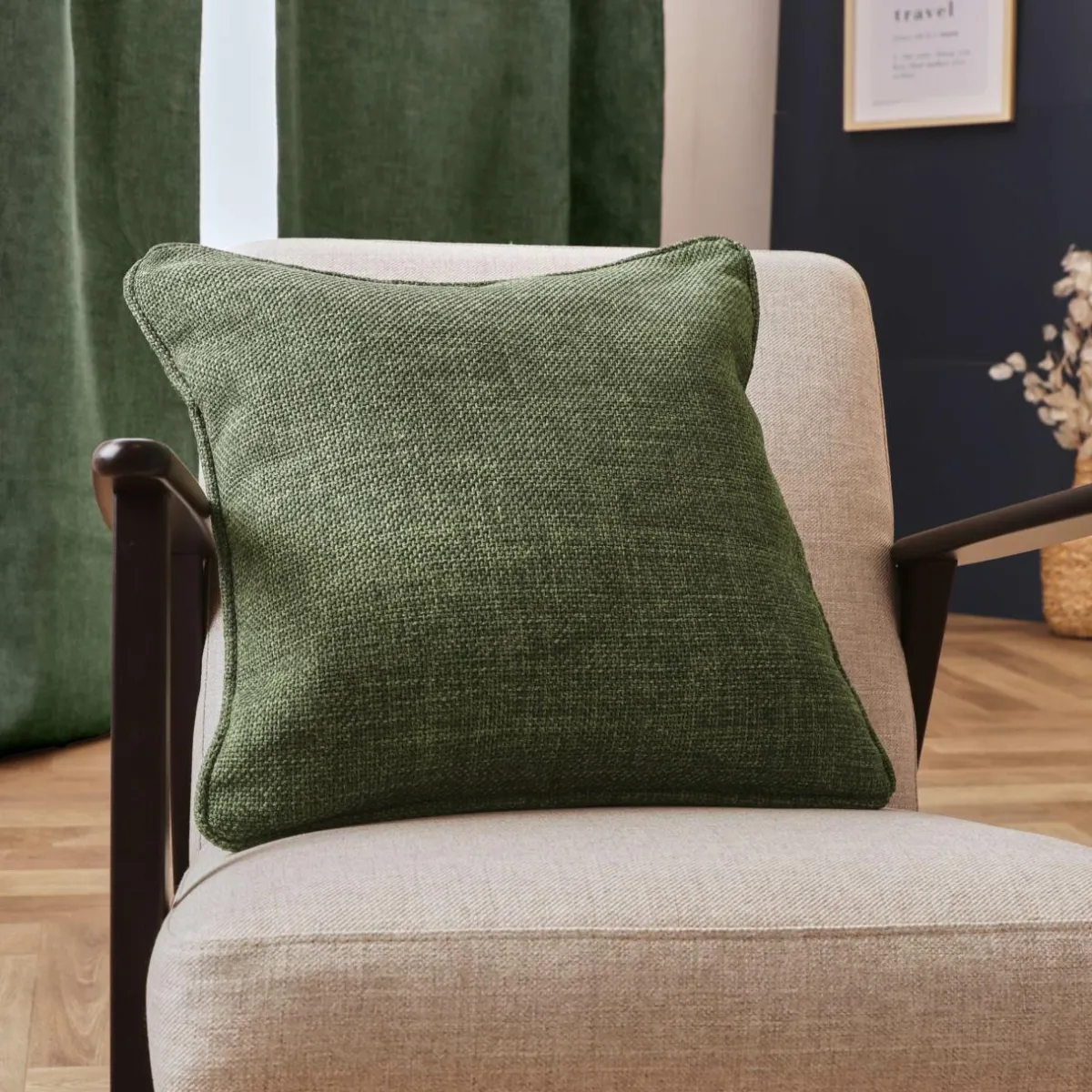 EMINZA Coussin carré tissé (45 x 45 cm) Alba Vert kaki Sale