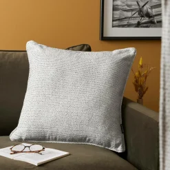EMINZA Coussin carré tissé (50 x 50 cm) Oscar perle Gris Discount