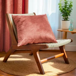 EMINZA Coussin carré velours (60 x 60 cm) Fern Terracotta Online