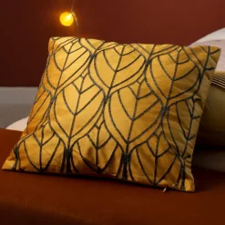 ATMOSPHERA Coussin carré velours (40 x 40 cm) Charly Jaune ocre