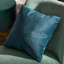 ATMOSPHERA Coussin carré velours (40 x 40 cm) Dolce Bleu canard Outlet