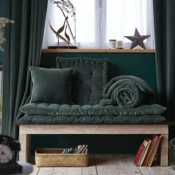 EMINZA Coussin carré velours de coton (45 x 45 cm) Victor Gris ardoise Best