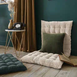 EMINZA Coussin carré velours de coton (45 x 45 cm) Victor thym Vert Hot