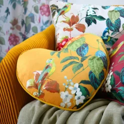 STOF Coussin cœur effet soie (40 x 40 cm) Emmy Jaune moutarde Discount