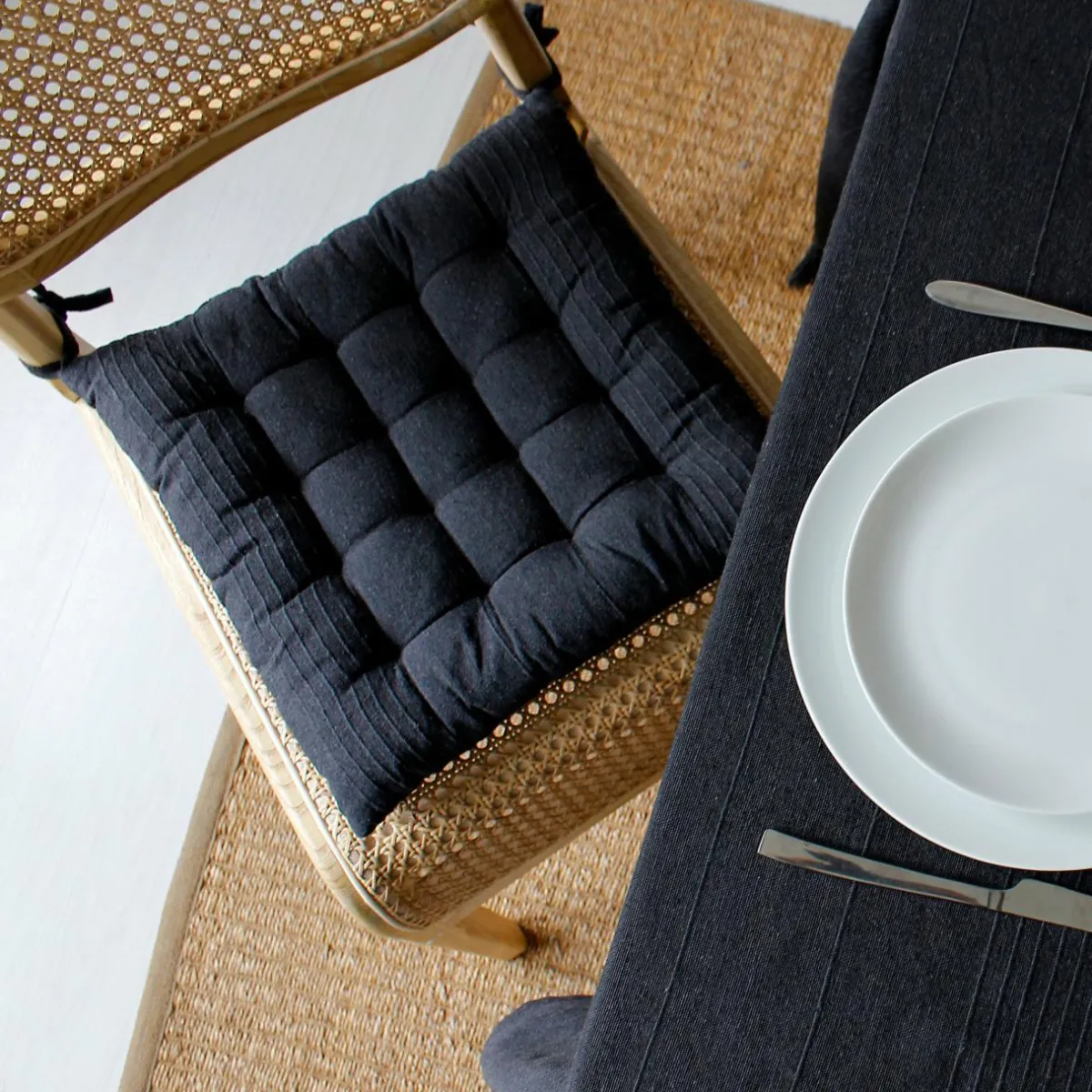 ENJOY HOME Coussin de chaise carré (38 x 38 cm) Bombay Gris Anthracite