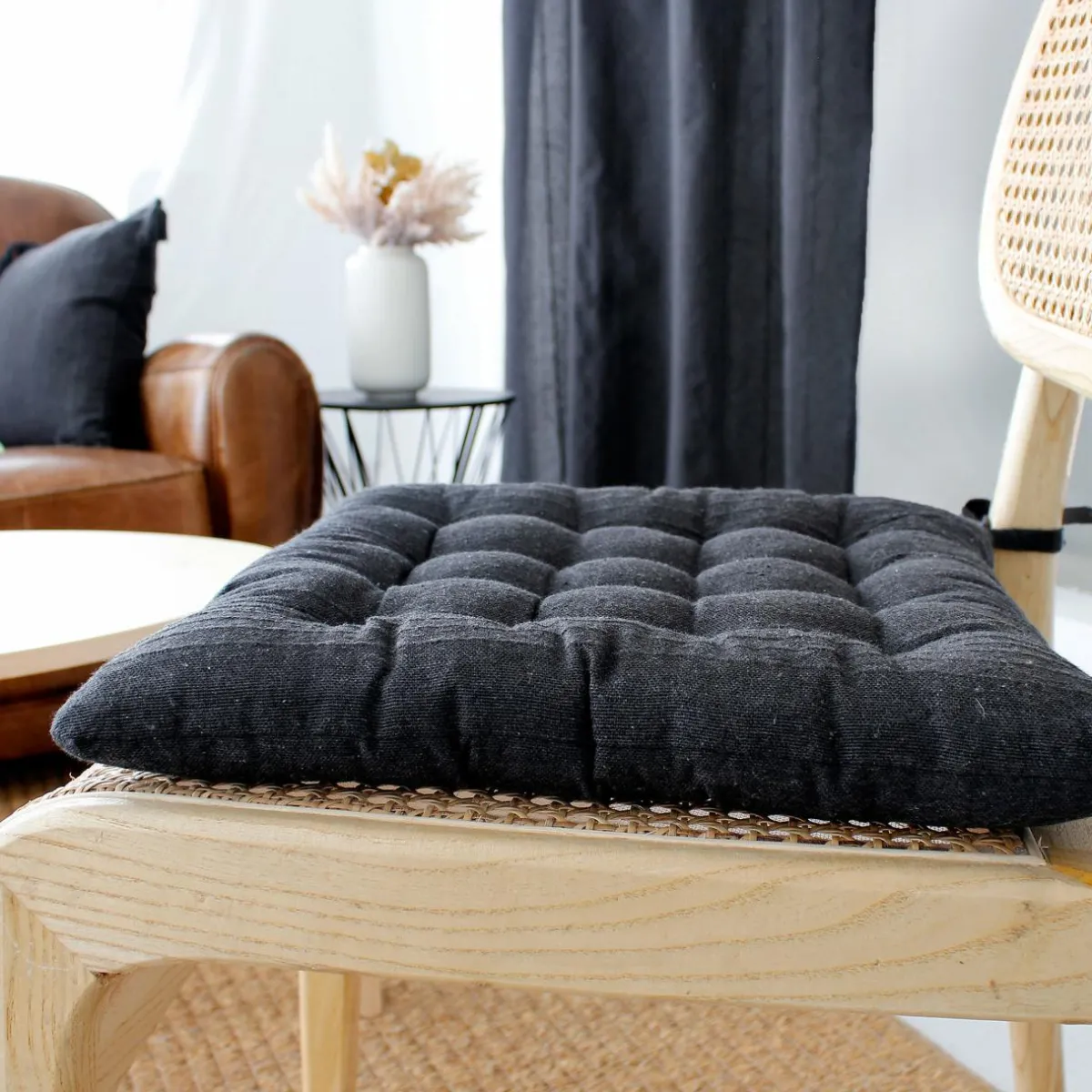 ENJOY HOME Coussin de chaise carré (38 x 38 cm) Bombay Gris Anthracite