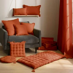 EMINZA Coussin de chaise carré coton (40 x 40 cm) Pixel Terracotta New