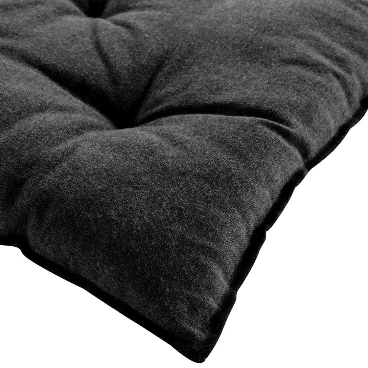 DOUCEUR D'INTERIEUR Coussin de chaise carré coton recyclé Mistraline Gris Anthracite Clearance