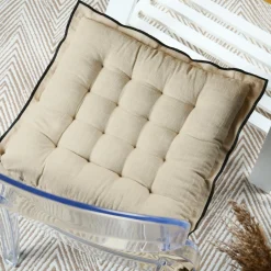 STOF Coussin de chaise carré coton (38 x 38 cm) Helios Ecru Best