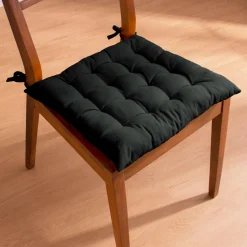 EMINZA Coussin de chaise carré coton (40 x 40 cm) Pixel Noir Hot