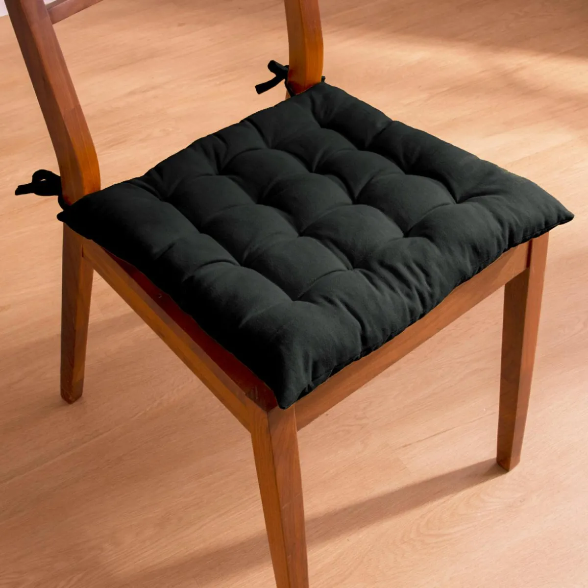 EMINZA Coussin de chaise carré coton (40 x 40 cm) Pixel Noir Hot