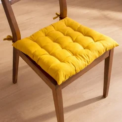 EMINZA Coussin de chaise carré coton (40 x 40 cm) Pixel Jaune moutarde Outlet