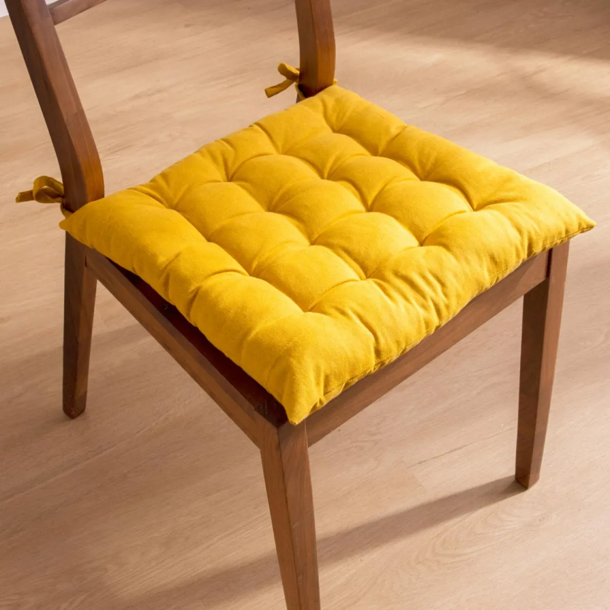EMINZA Coussin de chaise carré coton (40 x 40 cm) Pixel Jaune moutarde Outlet