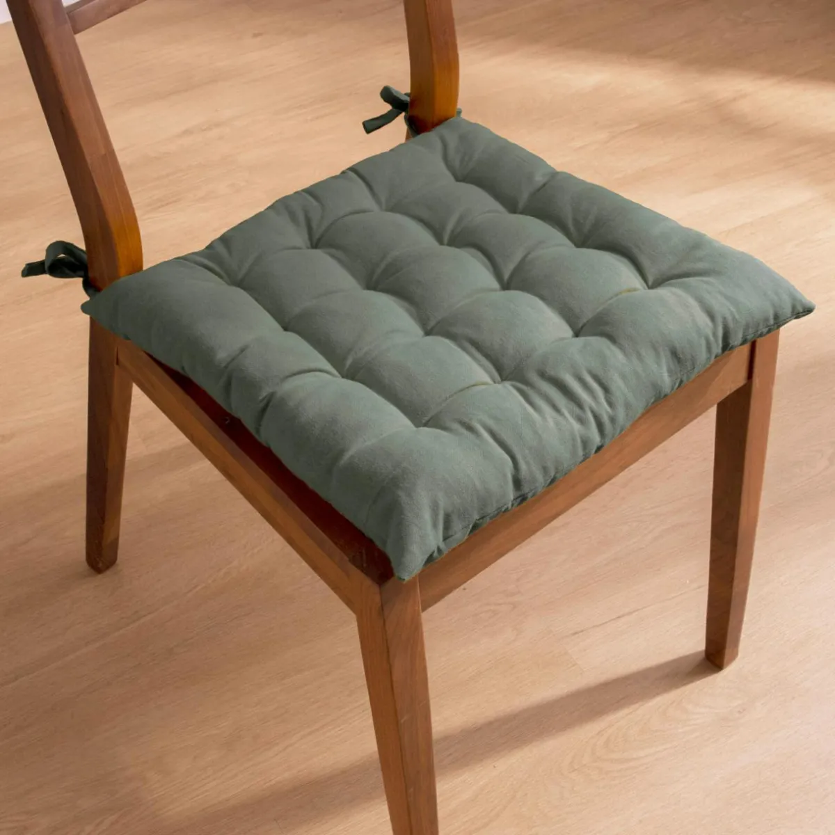EMINZA Coussin de chaise carré coton (40 x 40 cm) Pixel Vert kaki