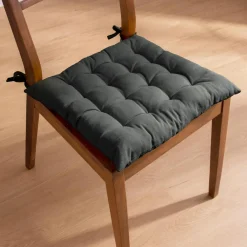 EMINZA Coussin de chaise carré coton (40 x 40 cm) Pixel Gris Anthracite New