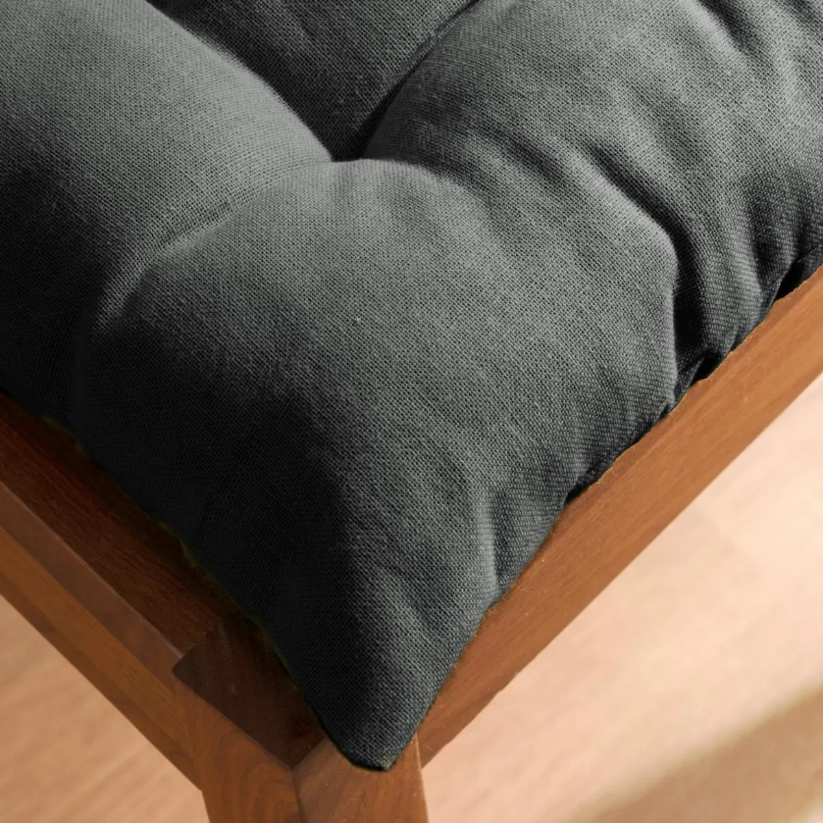 EMINZA Coussin de chaise carré coton (40 x 40 cm) Pixel Gris Anthracite New