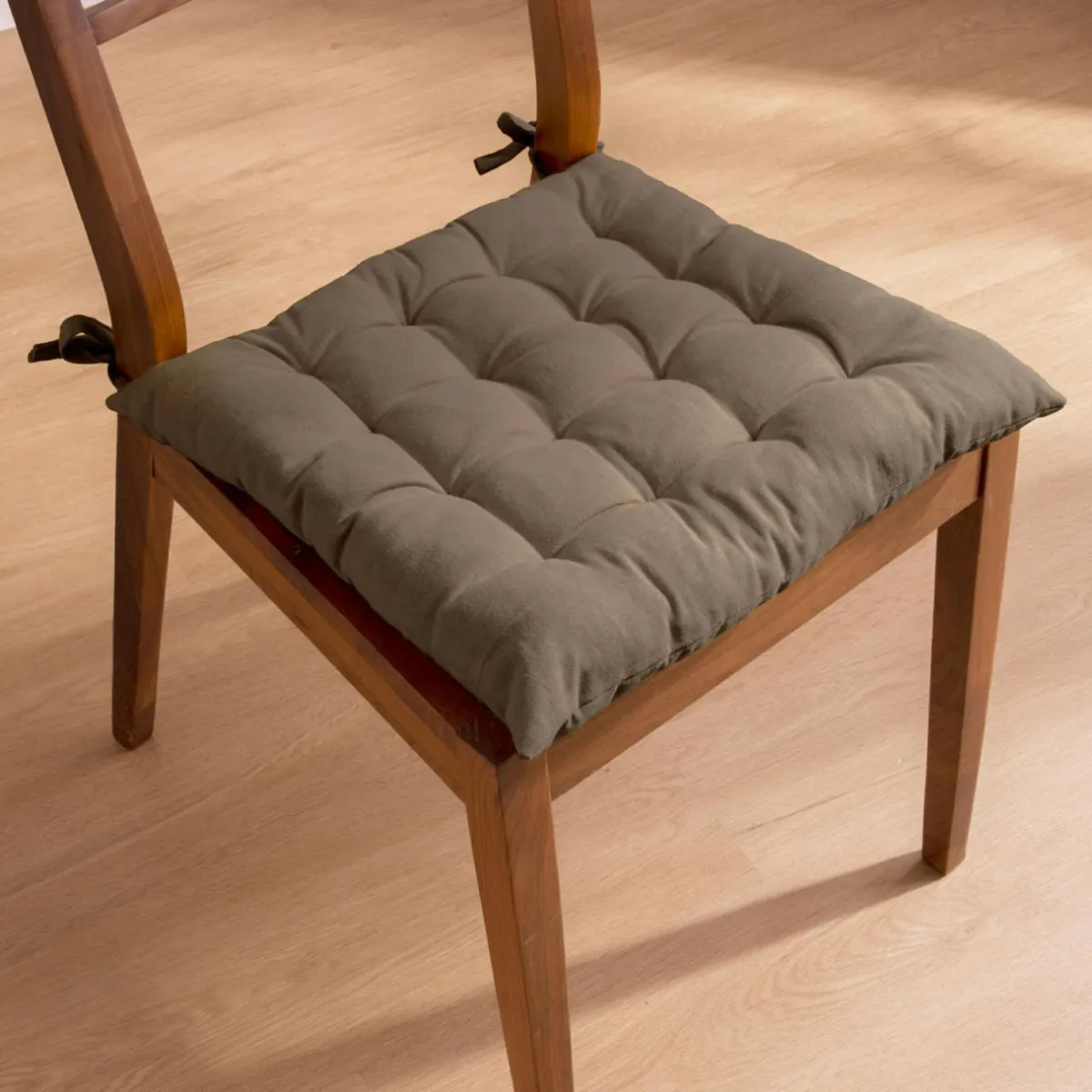 EMINZA Coussin de chaise carré coton (40 x 40 cm) Pixel Taupe