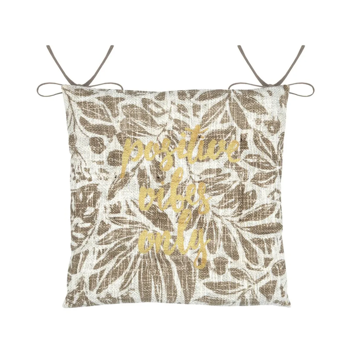 STOF Coussin de chaise carré coton (38 x 38 cm) Hemera Taupe New