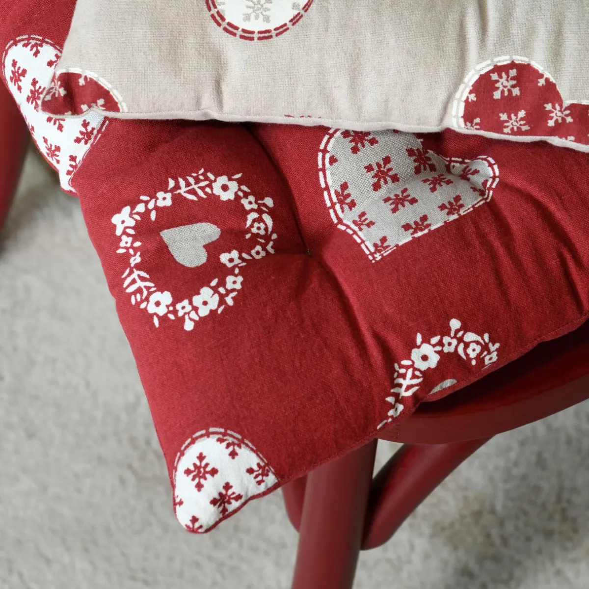 STOF Coussin de chaise carré coton (40 x 40 cm) Ornon Rouge Outlet