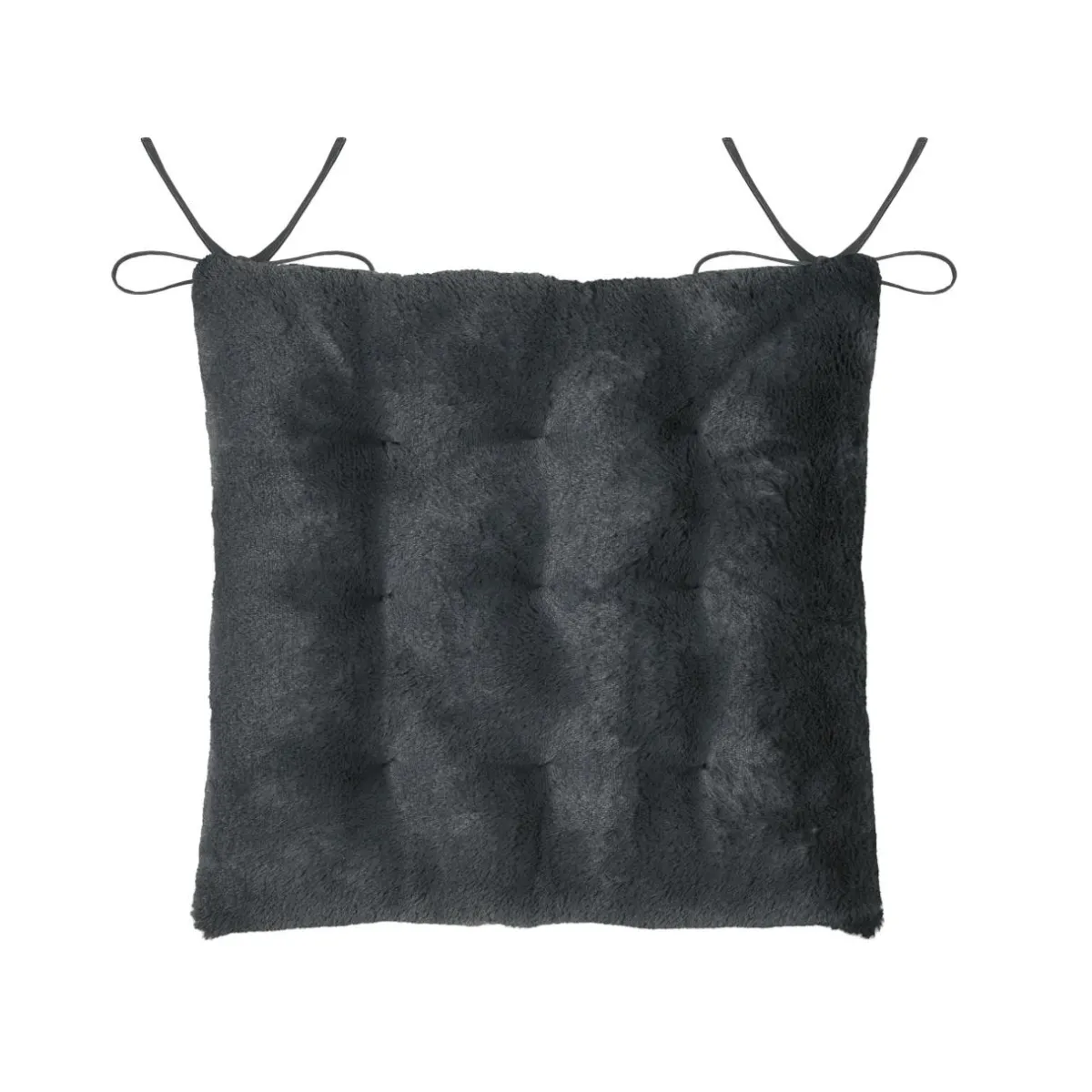 STOF Coussin de chaise carré fausse fourrure (40 x 40 cm) Asgard Gris carbone Gris foncé New