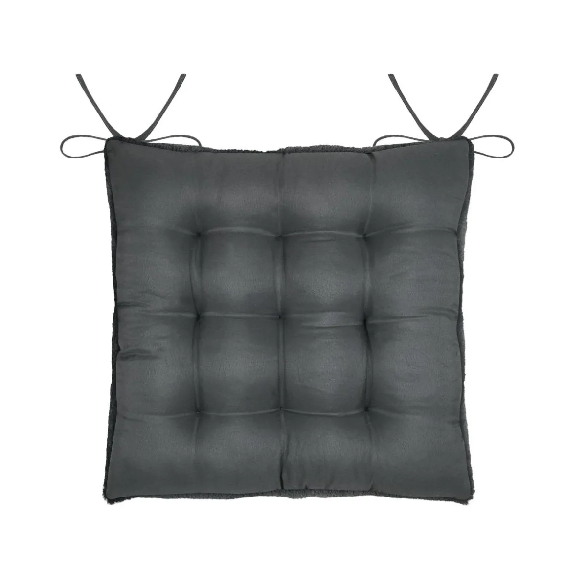 STOF Coussin de chaise carré fausse fourrure (40 x 40 cm) Asgard Gris carbone Gris foncé New