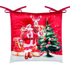 STOF Coussin de chaise carré velours (38 x 38 cm) Réveillon de Noël Rouge Clearance