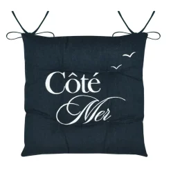 STOF Coussin de chaise carrée coton (38x38 cm) Bordemer Bleu marine Outlet
