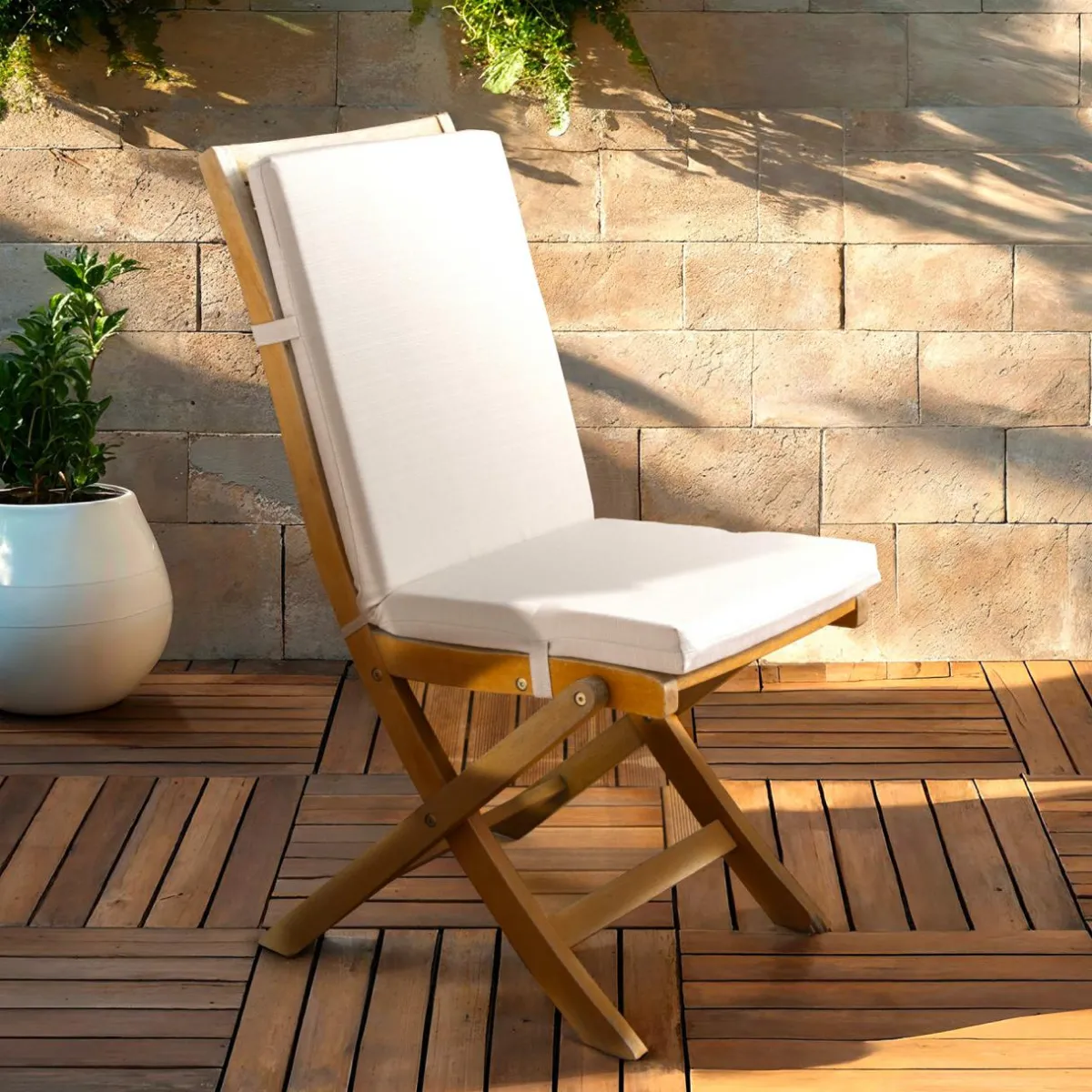 EMINZA Coussin de chaise extérieur avec dossier (90 x 40 cm) Sunset Ecru New