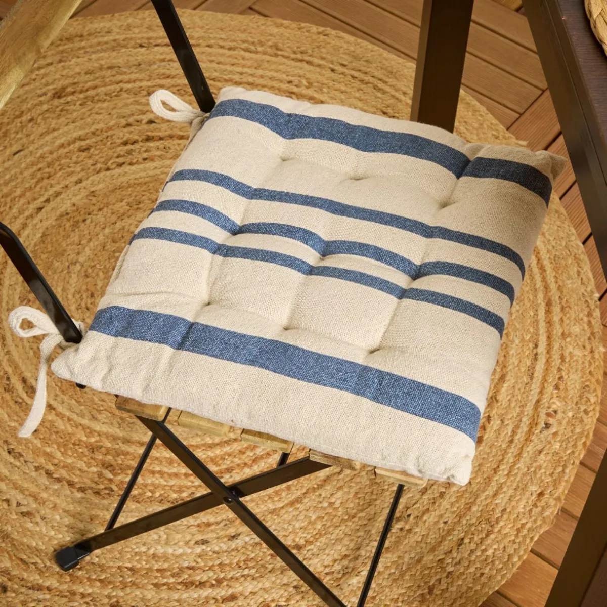EMINZA Coussin de chaise extérieur carré (38 x 38 cm) Nautira Bleu marine Online