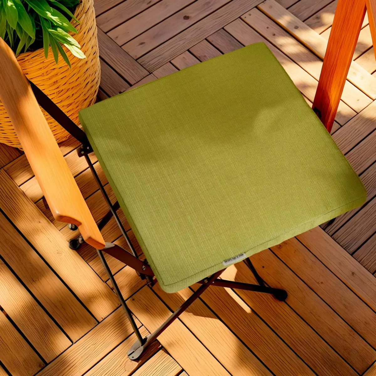 EMINZA Coussin de chaise extérieur carré (40 x 40 cm) Sunset Vert olive New