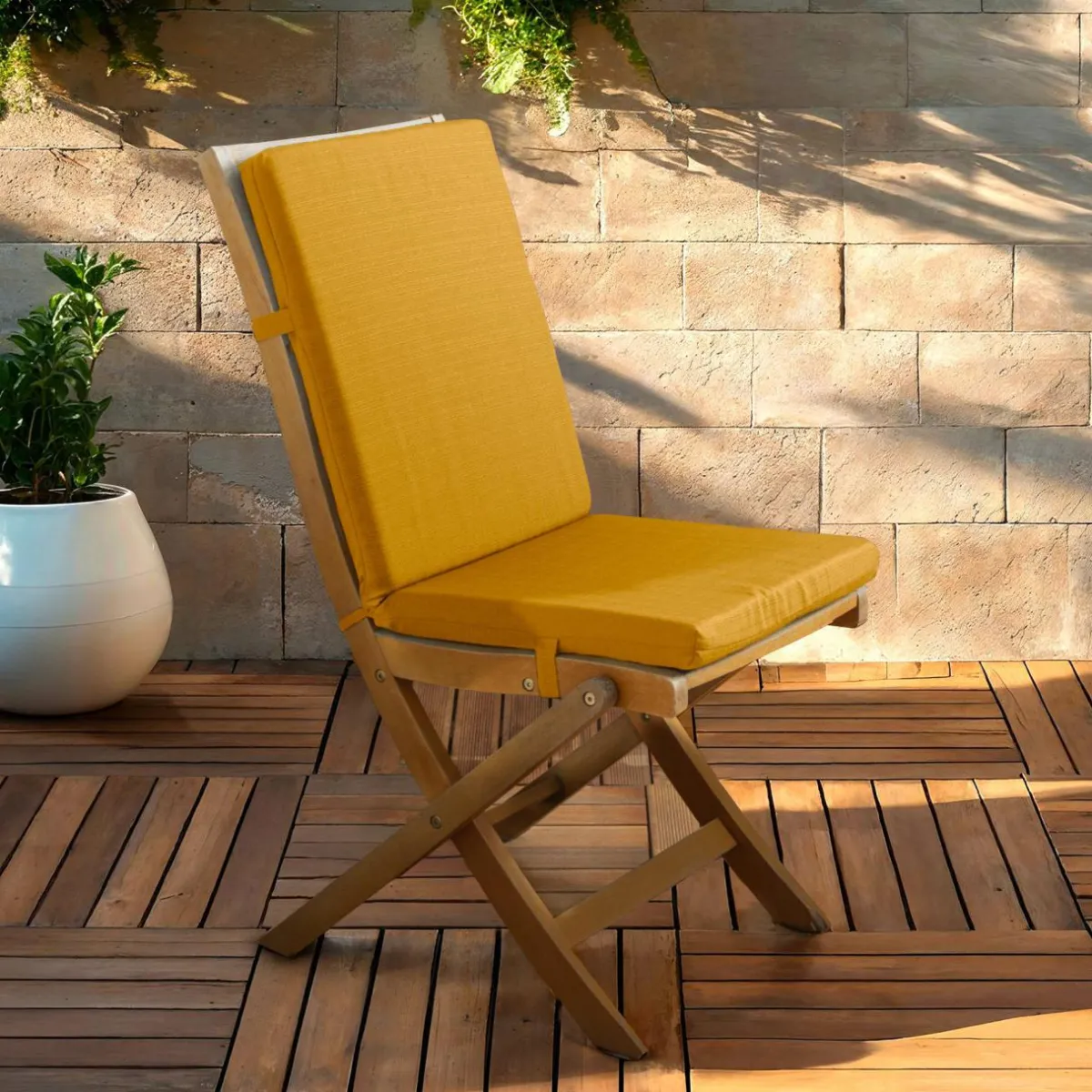 EMINZA Coussin de chaise extérieur avec dossier (90 x 40 cm) Sunset Jaune moutarde Sale