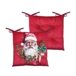 STOF Coussin de chaise Noël carré velours (38 x 38 cm) Harold Rouge Hot